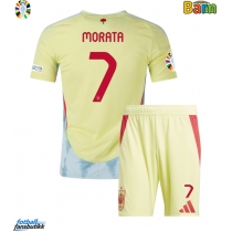 Spania Alvaro Morata #7 Bortedraktsett Barn EM 2024 Kortermet (+ Korte bukser)